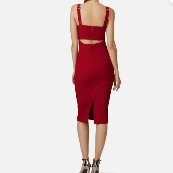 Cinq à Sept Bold Red Dakota Midi Dress - Picture 2 of 10